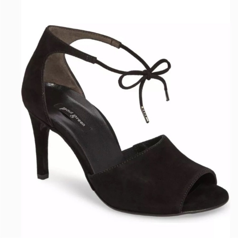 Paul Green black ankle tie shoes heels